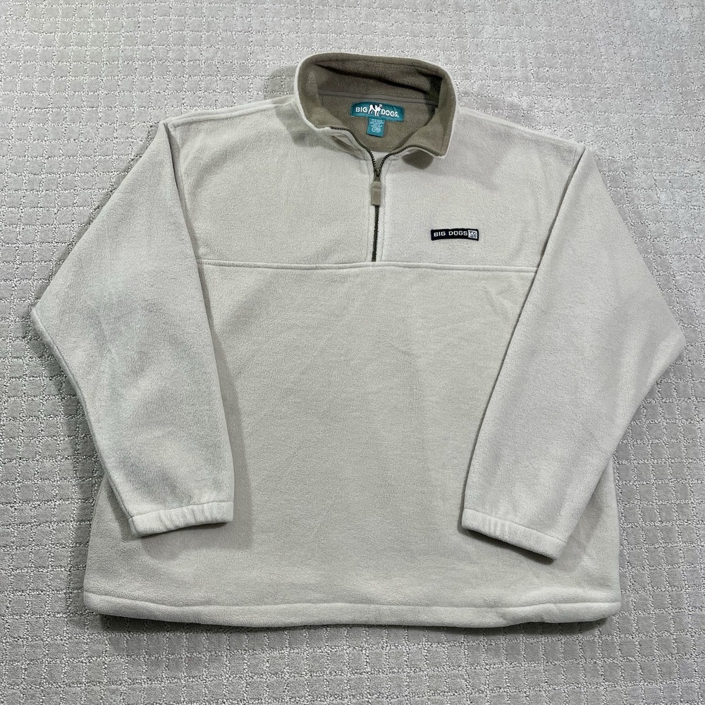 Vintage Big Dogs 1/4 Zip Polar Dogs High Tech Gear Size XL Cream Fleece Jacket - Picture 2 of 6
